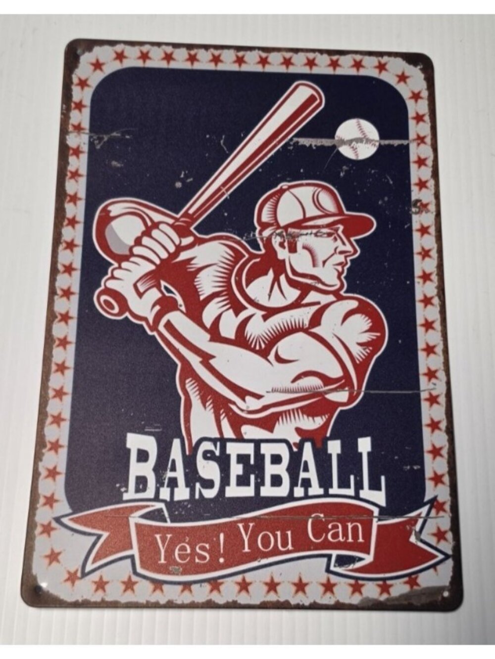 Yes You Can! Baseball Tin Metal Wall Art Sign 8x12